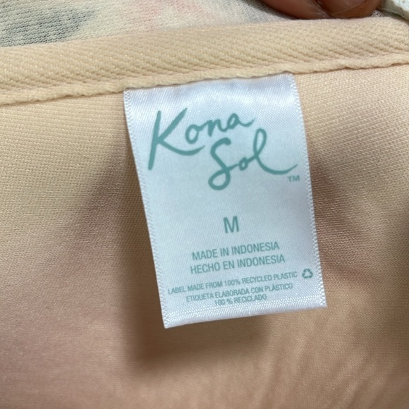 Kona Sol Women's Bandeau Pique High Coverage One Piece Swimsuit Floral Size M - Picture 3 of 8